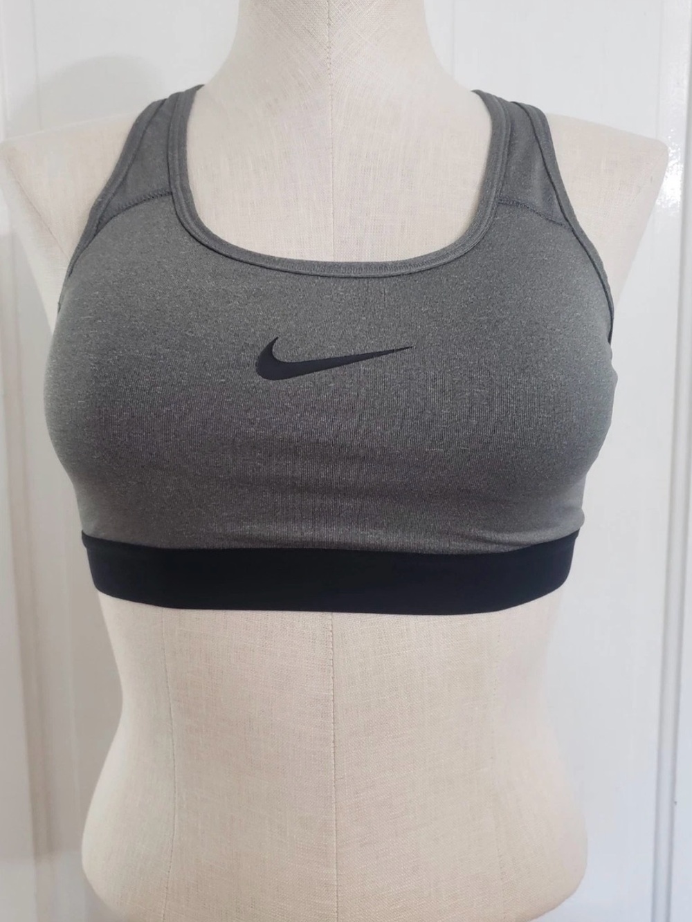 Nike Grey and Black Racerback Sports Bra - Medium Support
